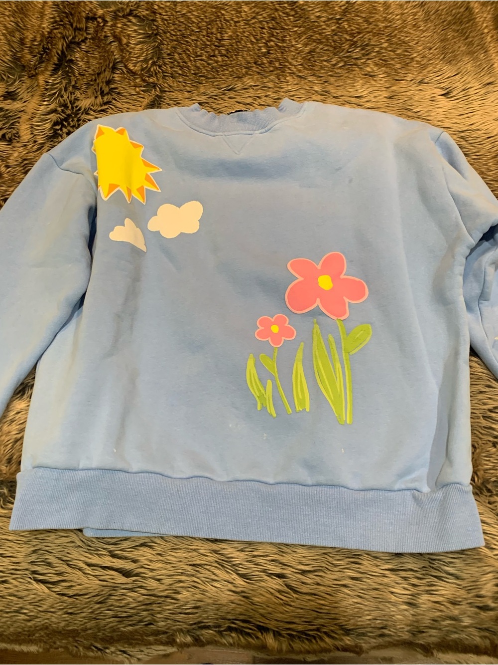 YLLW The Label Chalk Art Oversized Sweatshirt in Baby Blue Shirt Size S